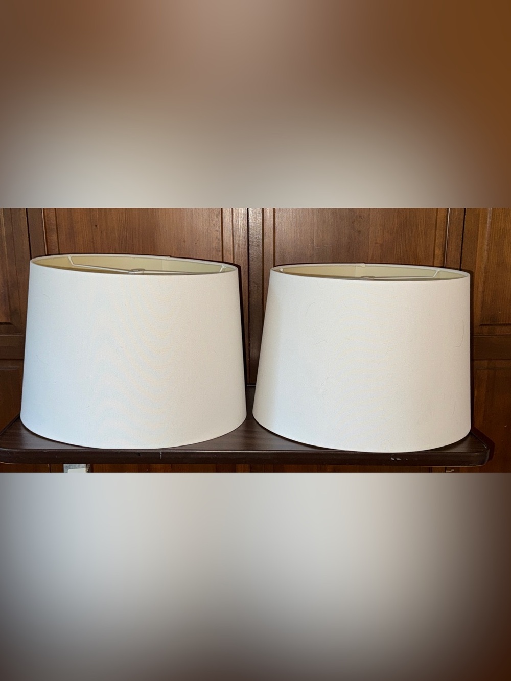 Set Of 2 Drum Linen Lamp Shades Off White Large Threshold 10x13x15